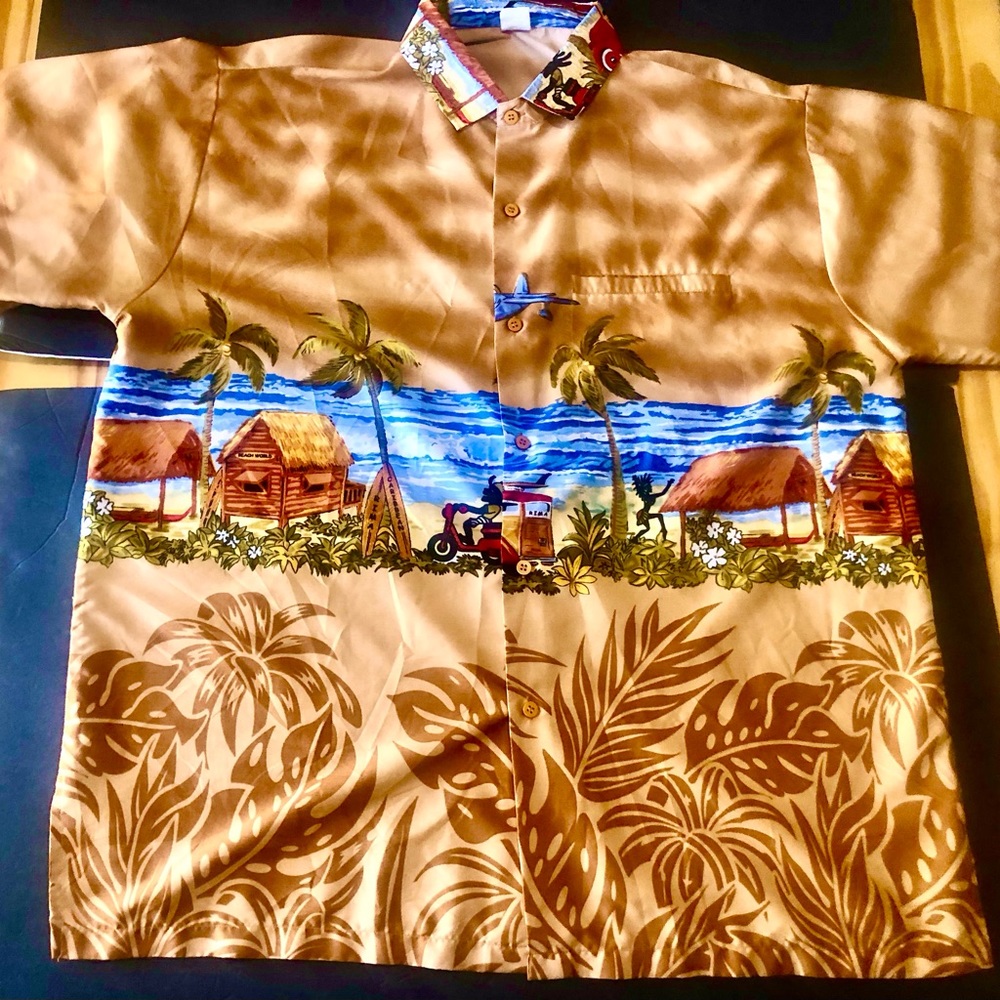 Men  Rima Beach Wear Aloha Hawaiian Shirt Size L  Tropical Surf